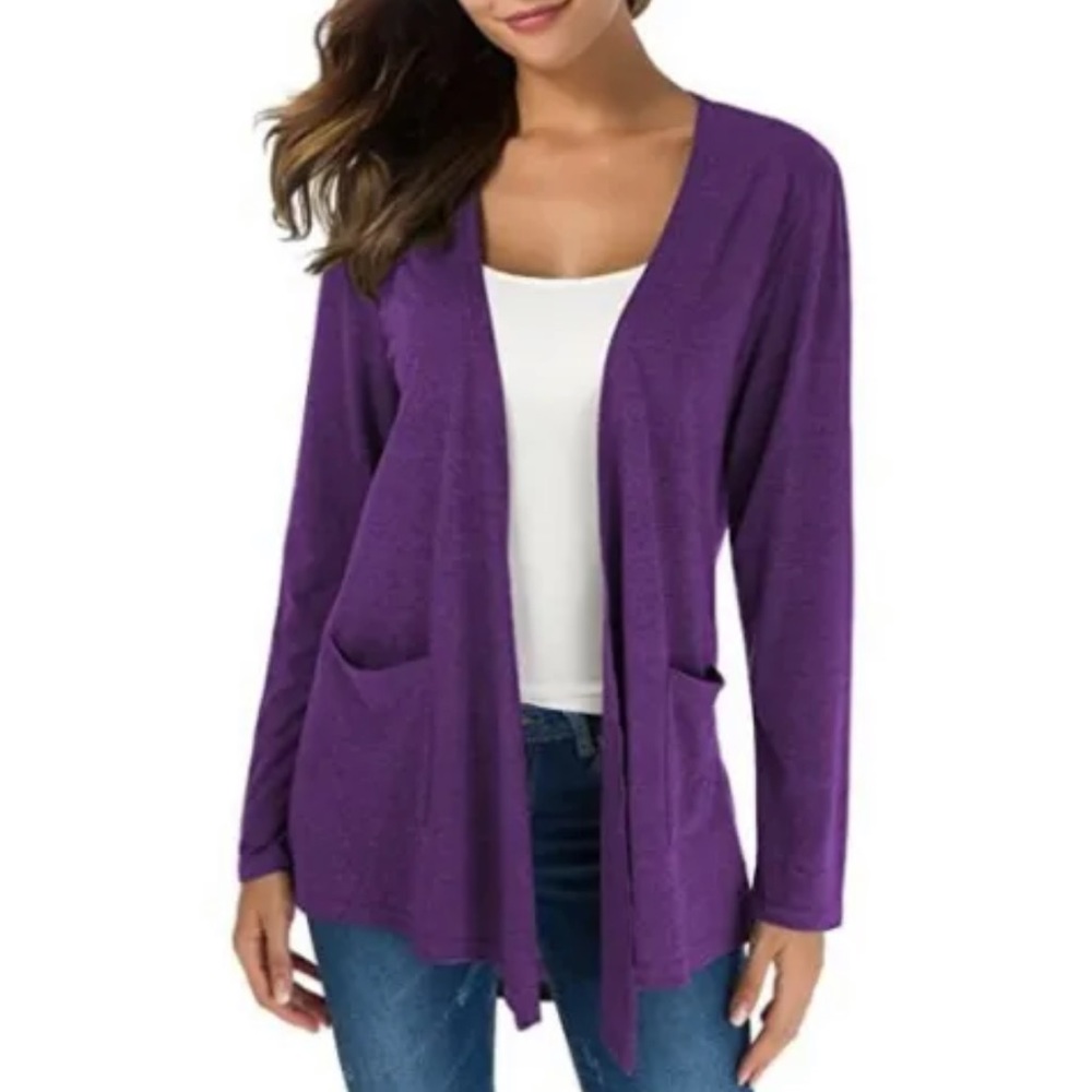 TownCat Cardigans for Women Loose Casual Long Sleeved, Purple, size Medium